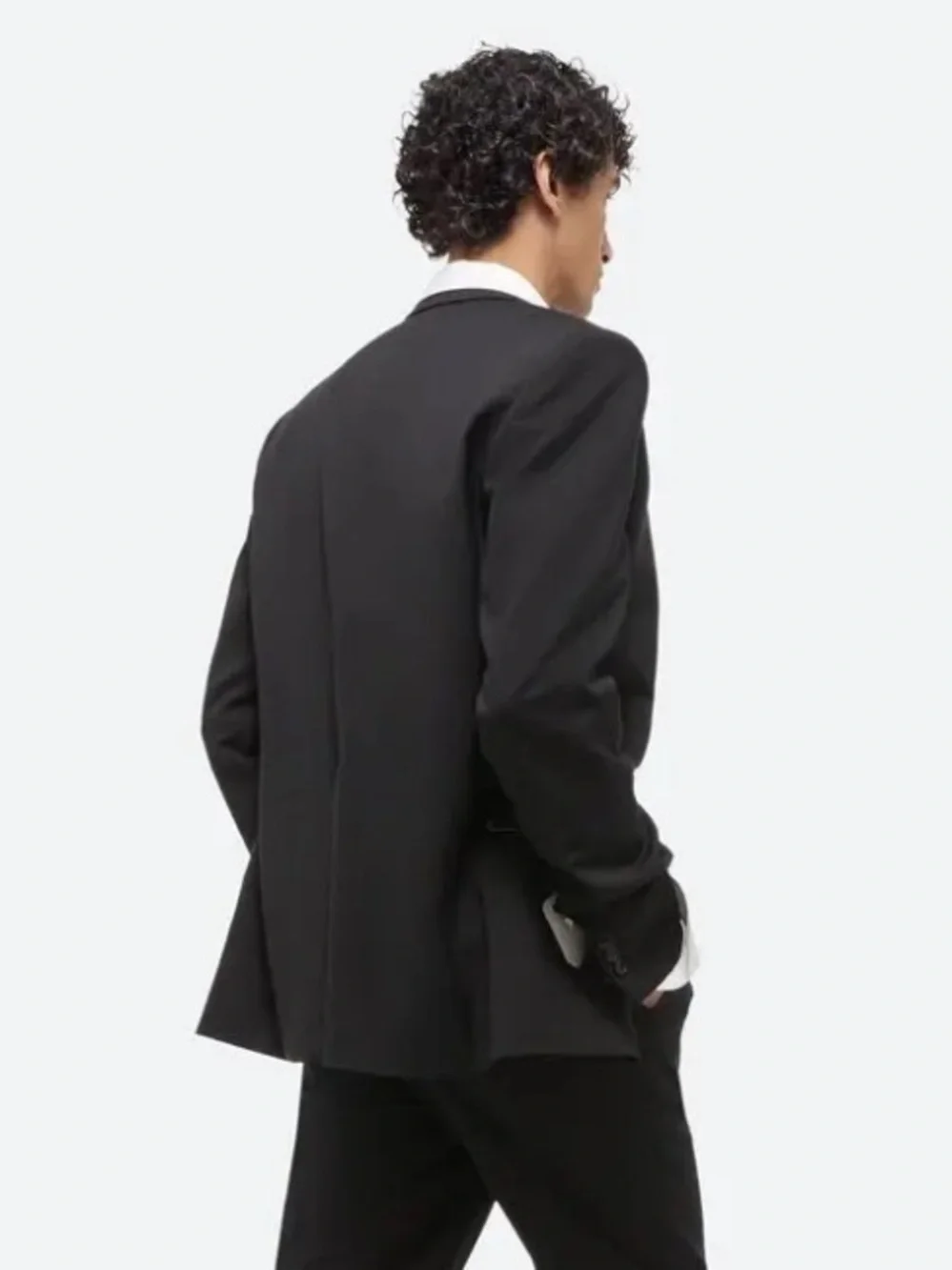 HELMUT LANG Men's Black Blazer with White Lining -  Virgin Wool size 40